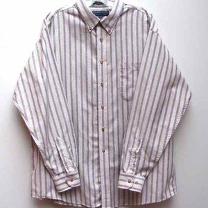 Claybrooke Men’s Dress Shirt Oxford Striped Cotton Blend Wrinkle Free Size XL